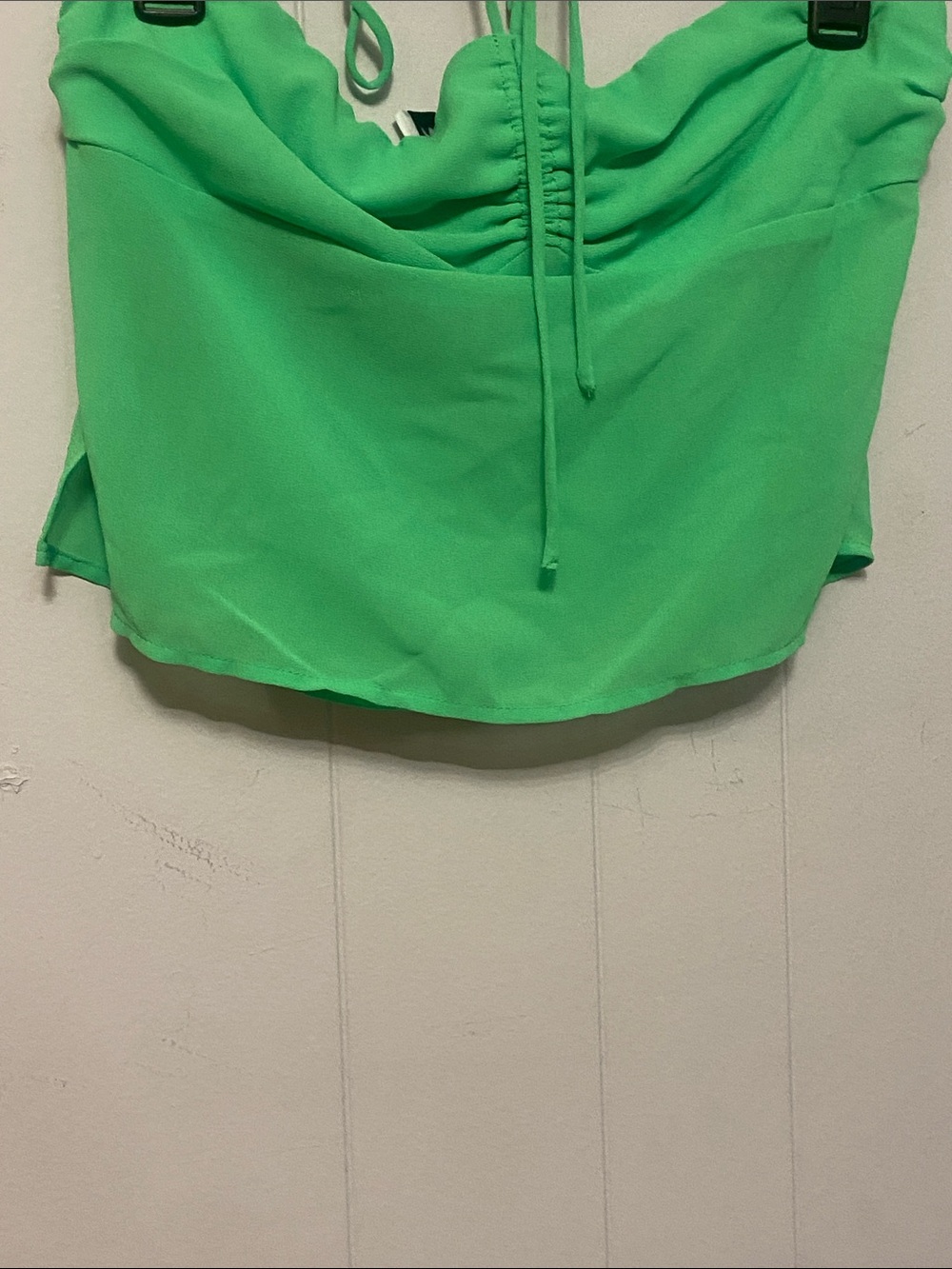 Princess Polly Neon Green Strapless Ruched Crop tube top fairy ren faire